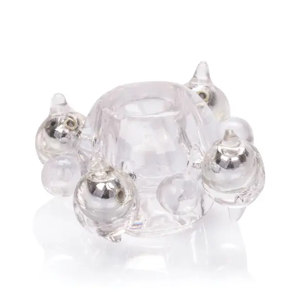 Basic Essentials Enhancer Ring w/Beads - Clear - Penis Enhancement