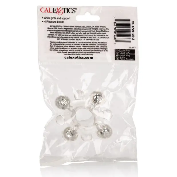 Basic Essentials Enhancer Ring w/Beads - Clear - Penis Enhancement