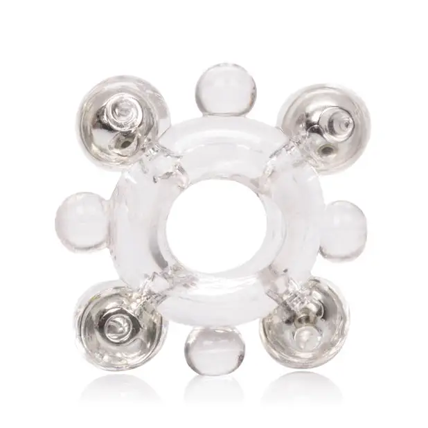 Basic Essentials Enhancer Ring w/Beads - Clear - Penis Enhancement