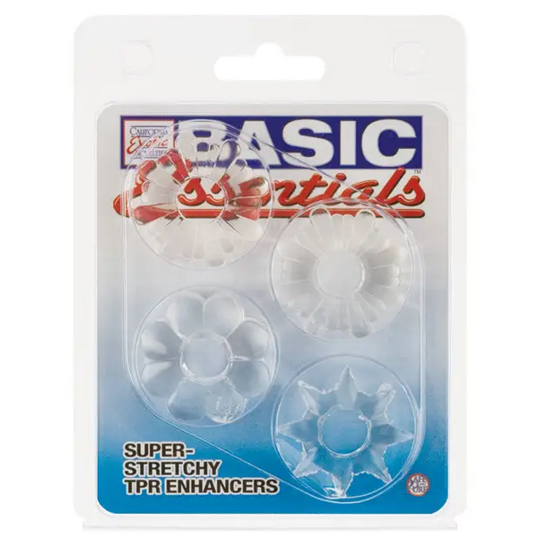 Basic Essentials Rings - Clear Set of 4 - Penis Enhancement