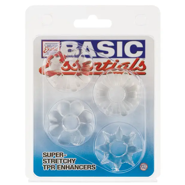 Basic Essentials Rings - Clear Set of 4 - Penis Enhancement