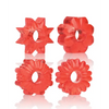 Basic Essentials Rings - Red Set of 4 - Penis Enhancement