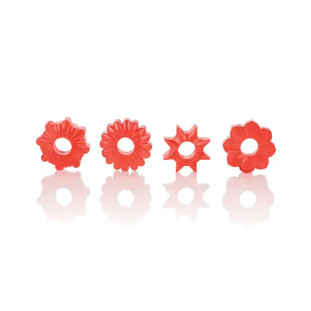 Basic Essentials Rings - Red Set of 4 - Penis Enhancement