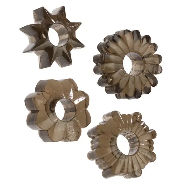 Basic Essentials Rings - Smoke Set of 4 - Penis Enhancement