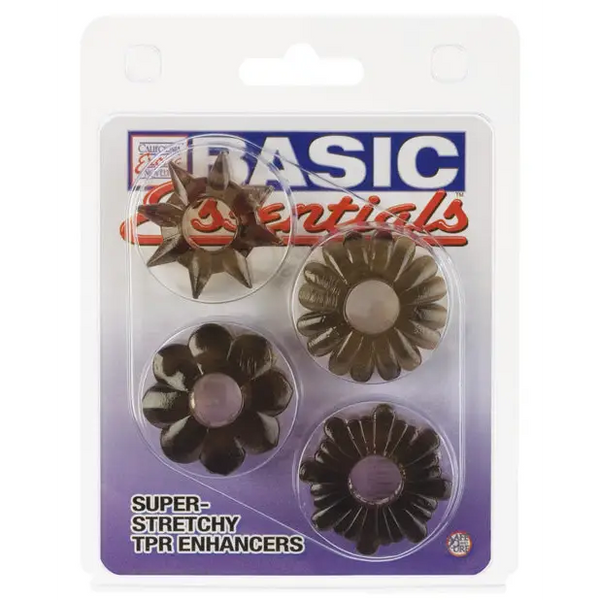 Basic Essentials Rings - Smoke Set of 4 - Penis Enhancement