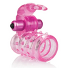 Basic Essentials Stretchy Vibrating Bunny Enhancer - Pink - Penis Enhancement