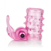 Basic Essentials Stretchy Vibrating Bunny Enhancer - Pink - Penis Enhancement
