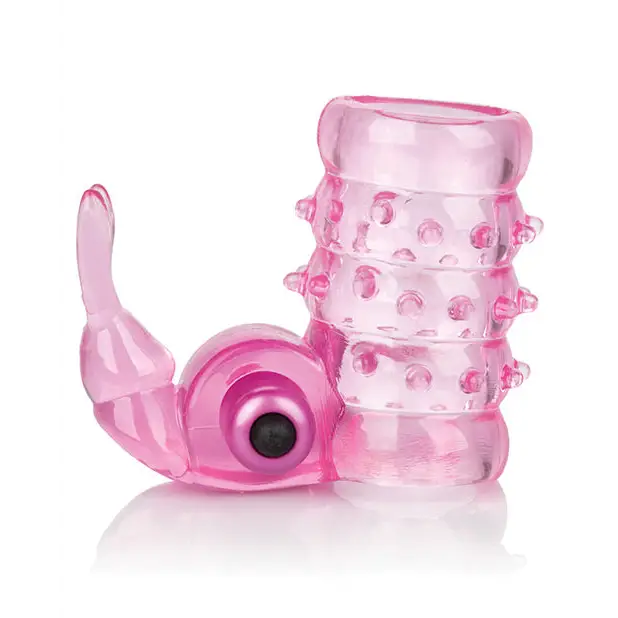 Basic Essentials Stretchy Vibrating Bunny Enhancer - Pink - Penis Enhancement