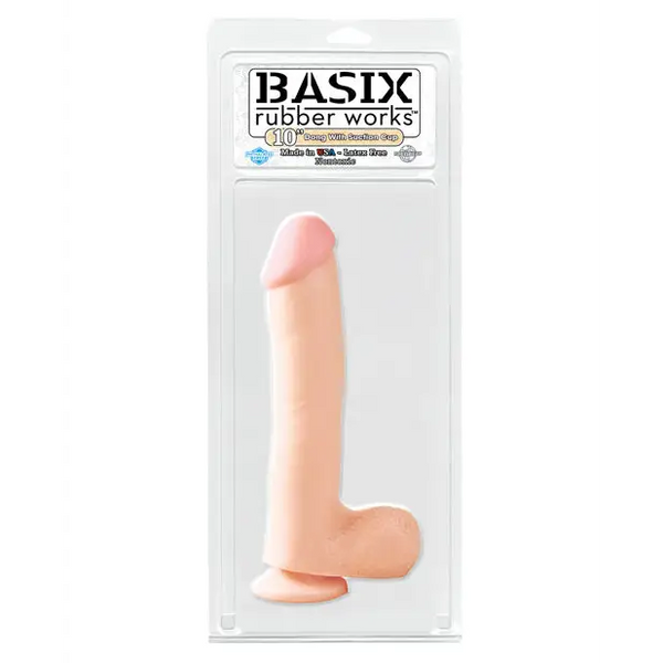 Basix Rubber Works 10’’ Dong w/Suction Cup - Flesh - Dongs & Dildos