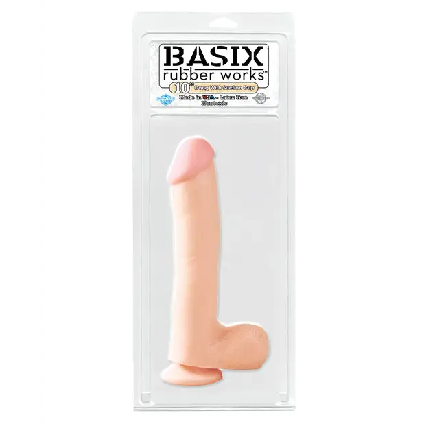 Basix Rubber Works 10’’ Dong w/Suction Cup - Flesh - Dongs & Dildos