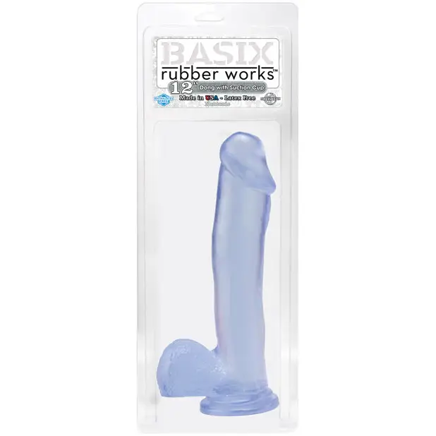 Basix Rubber Works 12’’ Dong w/Suction Cup - Clear - Dongs & Dildos