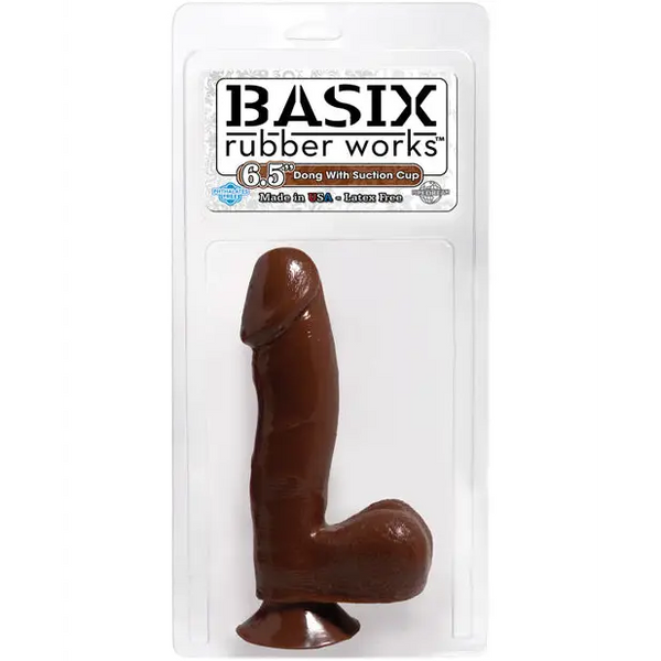 Basix Rubber Works 6.5’’ Dong w/Suction Cup - Brown - Dongs & Dildos