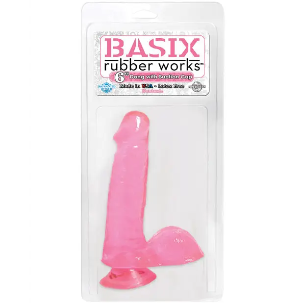 Basix Rubber Works 6’’ Dong w/Suction Cup - Pink - Dongs & Dildos