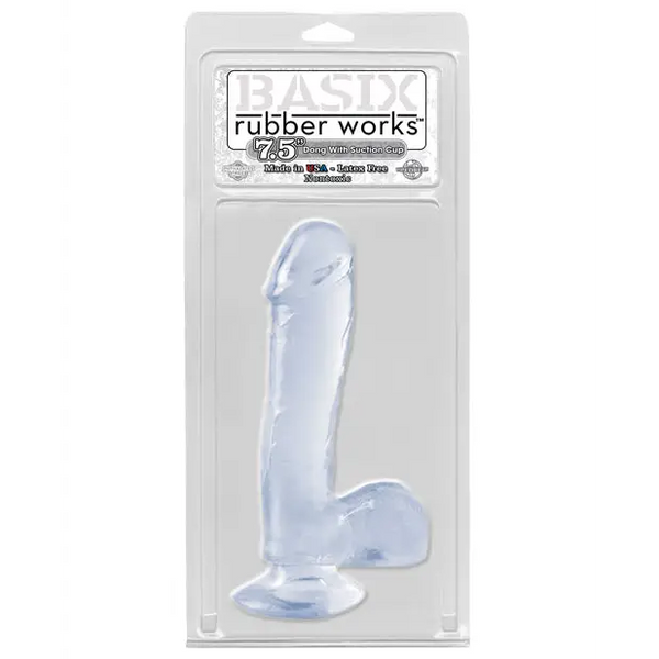Basix Rubber Works 7.5’’ Dong w/Suction Cup - Clear - Dongs & Dildos