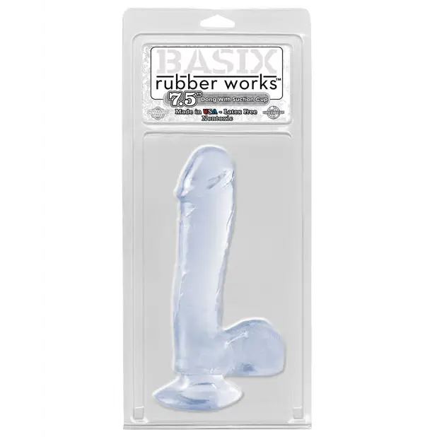 Basix Rubber Works 7.5’’ Dong w/Suction Cup - Clear - Dongs & Dildos