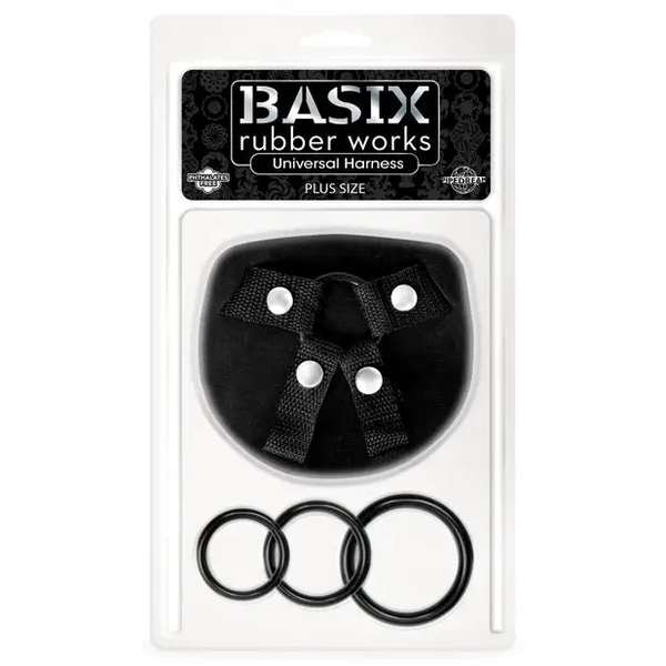 Basix Rubber Works Universal Harness Plus Size - Black - Strap Ons