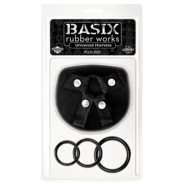 Basix Rubber Works Universal Harness Plus Size - Black - Strap Ons