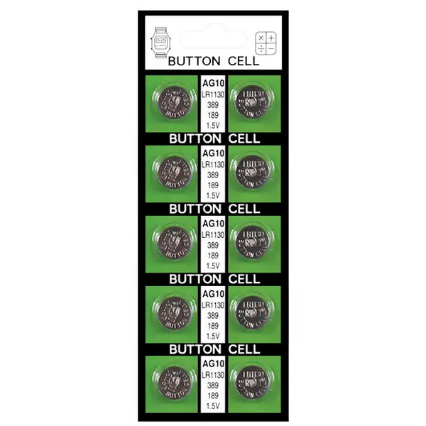 Batteries AG10 - Card of 10 - Batteries