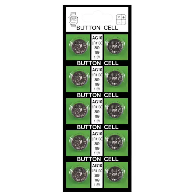 Batteries AG10 - Card of 10 - Batteries