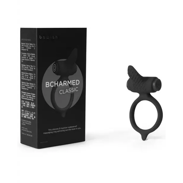 Bcharmed Classic Vibrating Cock Ring - Black - Stimulators