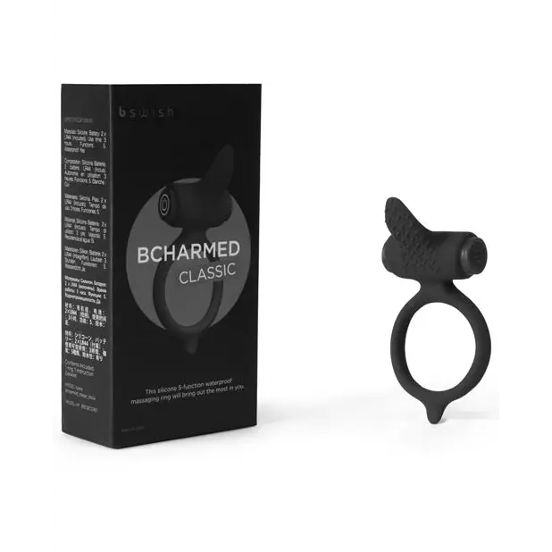 Bcharmed Classic Vibrating Cock Ring - Black - Stimulators
