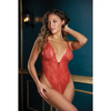 Be Mine Ouverte Front Zipper & Crotchless Teddy Red O/S - Lingerie - Hanging
