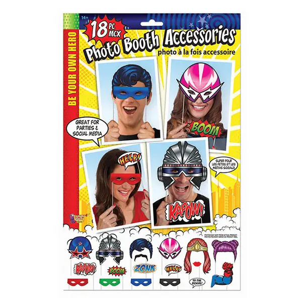 Be Your Own Hero Photo Booth Prop Kit - Set of 18 pc - Bachelorette & Party Supplies