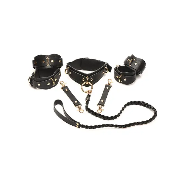 Bedroom Bliss Lover’s Restraint Set - Black - Bondage Blindfolds & Restraints