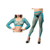 Beverly Hills Naughty Girl Crotchless Front Mesh & Side Design Leggings Turquoise O/S - Lingerie - Packaged