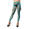 Beverly Hills Naughty Girl Crotchless Front Mesh & Side Design Leggings Turquoise O/S - Lingerie - Packaged
