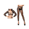 Beverly Hills Naughty Girl Crotchless Front Mesh & Side Design Leggings Black O/S - Lingerie - Packaged
