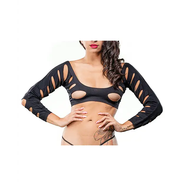 Beverly Hills Naughty Girl Crotchless Leggings w/Varigated Holes Black O/S - Lingerie - Packaged
