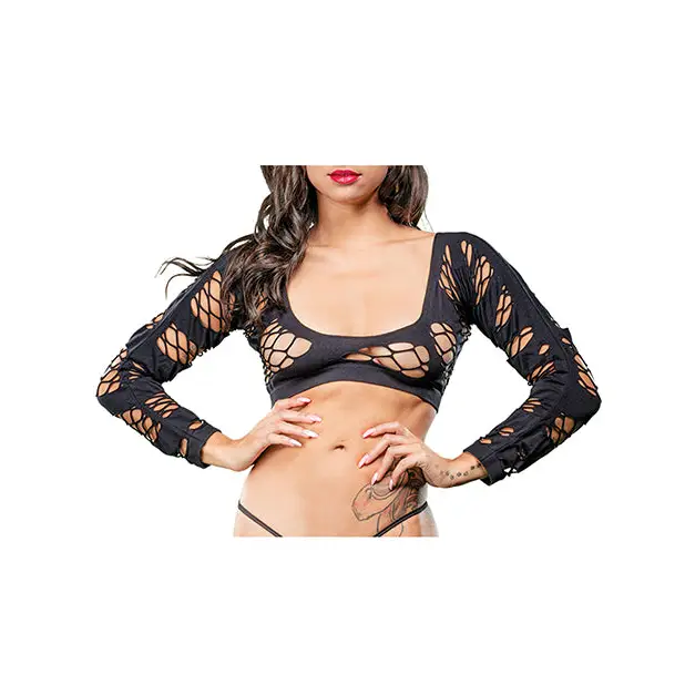 Beverly Hills Naughty Girl Crotchless Mesh & Fishnet Leggings Black O/S - Lingerie - Packaged
