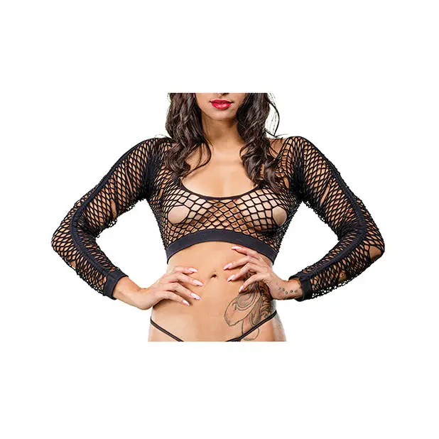Beverly Hills Naughty Girl Crotchless Mixed Hole Leggings Black O/S - Lingerie - Packaged