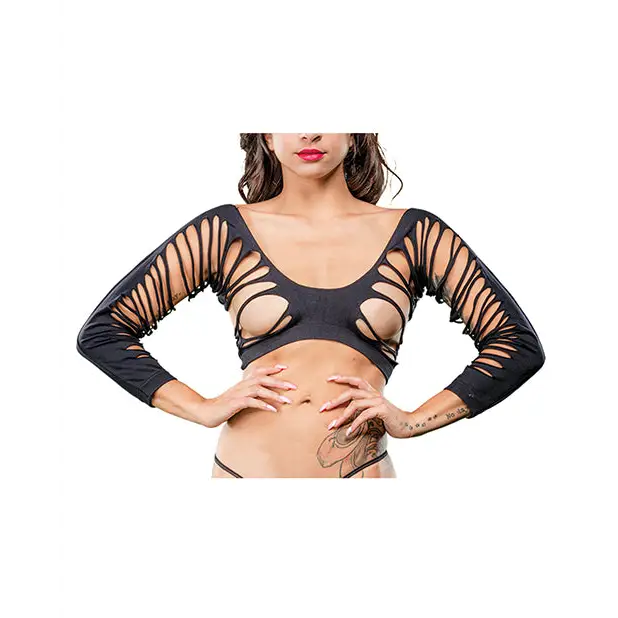 Beverly Hills Naughty Girl Crotchless Side Straps Leggings Black O/S - Lingerie - Packaged