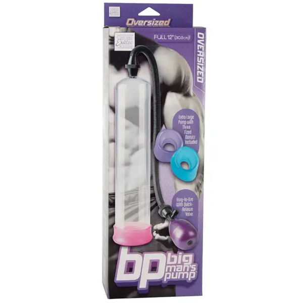 Big Man’s Pump 12’’ w/3 Sized Sleeves - Clear - Penis Enhancement