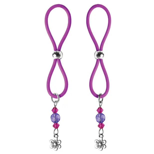 Bijoux de Nip Nipple Halos Flower Charm - Purple - Bondage Blindfolds & Restraints