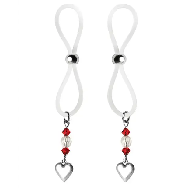 Bijoux de Nip Nipple Halos Heart Charm - Red/Clear - Bondage Blindfolds & Restraints