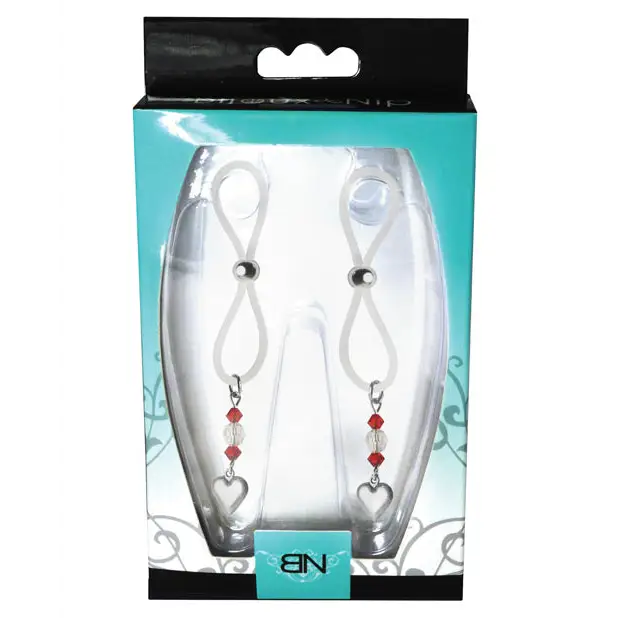 Bijoux de Nip Nipple Halos Heart Charm - Red/Clear - Bondage Blindfolds & Restraints