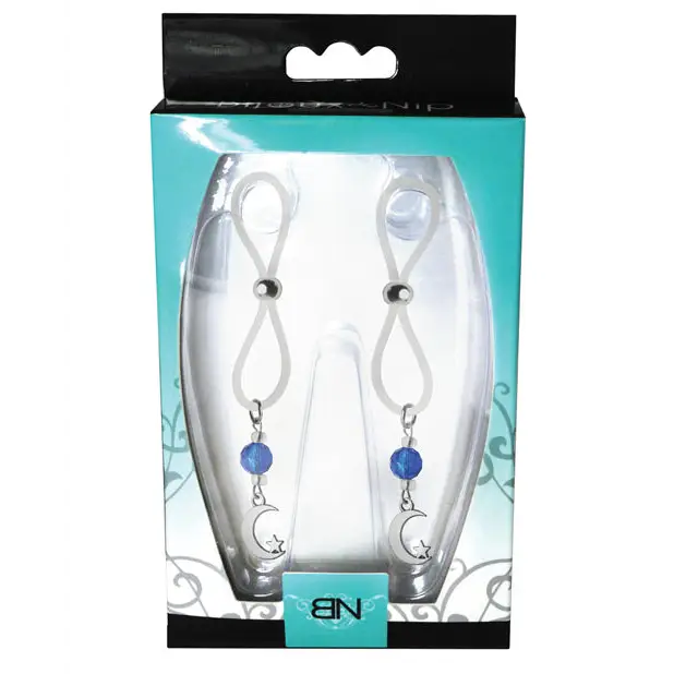 Bijoux de Nip Nipple Halos Moon & Star Charm - Blue/Clear - Bondage Blindfolds & Restraints