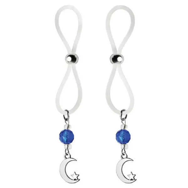 Bijoux de Nip Nipple Halos Moon & Star Charm - Blue/Clear - Bondage Blindfolds & Restraints