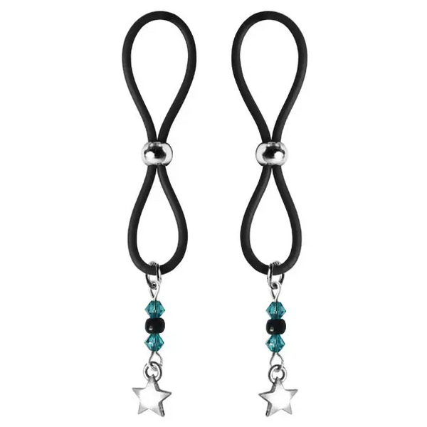Bijoux de Nip Nipple Halos Star Charm - Turquoise/Black - Bondage Blindfolds & Restraints