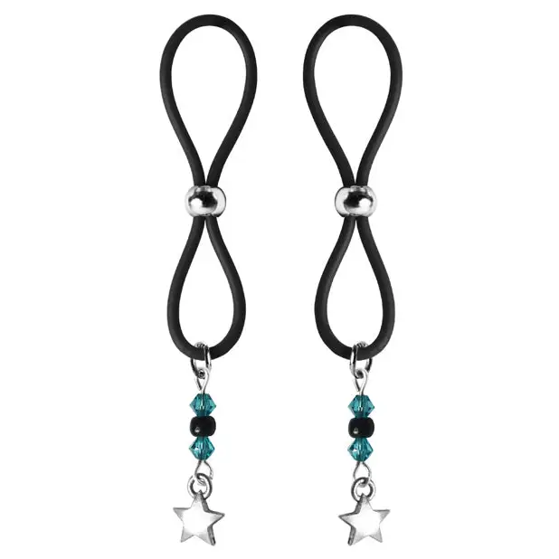 Bijoux de Nip Nipple Halos Star Charm - Turquoise/Black - Bondage Blindfolds & Restraints