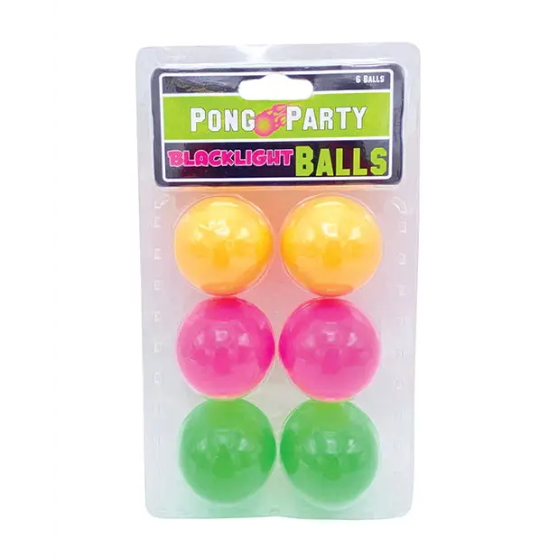 Black Light Pong Balls - Asst. Colors Pack of 6 - Games for Parties