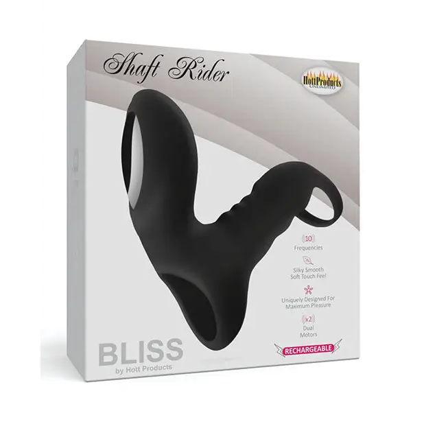 Bliss Shaft Rider Vibrating Cock Ring Sleeve - Black - Penis Enhancement