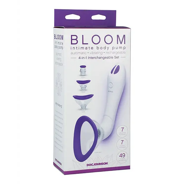 Bloom Intimate Body Automatic Vibrating Rechargeable Pump - Purple/White - Stimulators