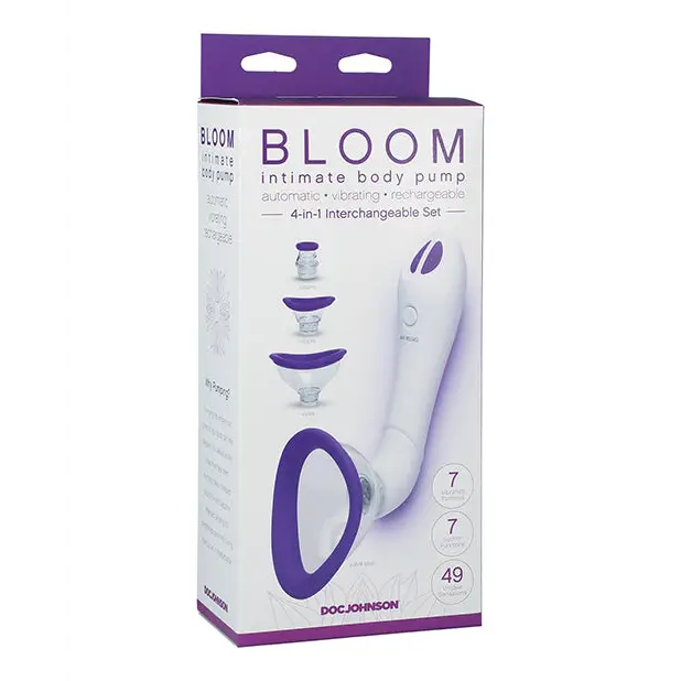 Bloom Intimate Body Automatic Vibrating Rechargeable Pump - Purple/White - Stimulators