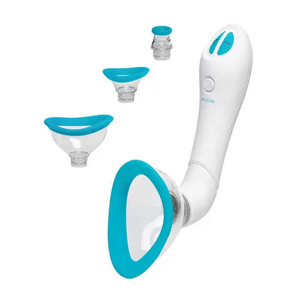 Bloom Intimate Body Automatic Vibrating Rechargeable Pump - Sky Blue/White - Stimulators