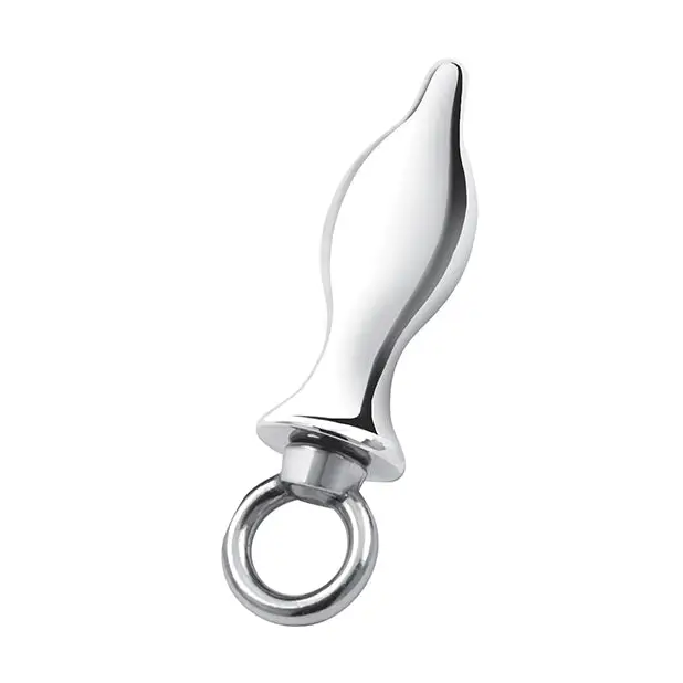 Blue Line 2.5’’ Stainless Steel Metal Tapered Butt Plug With Loop Hardware - Anal Products