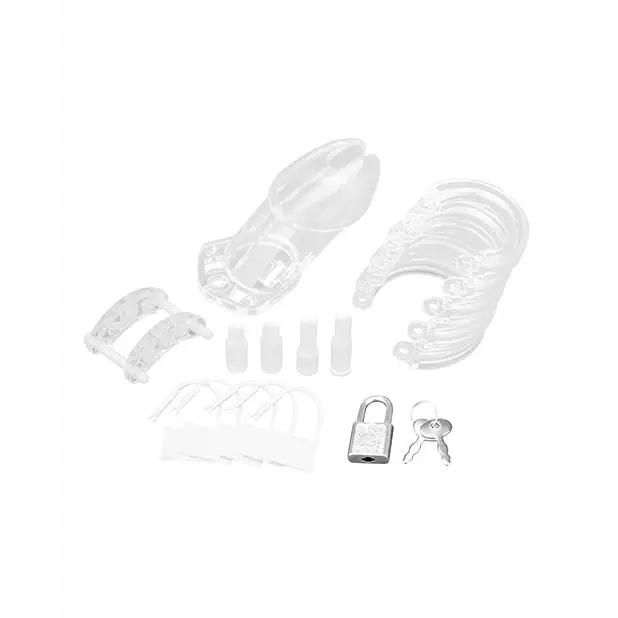 Blue Line Acrylic See-thru Chastity Cage - Clear - Bondage Blindfolds & Restraints